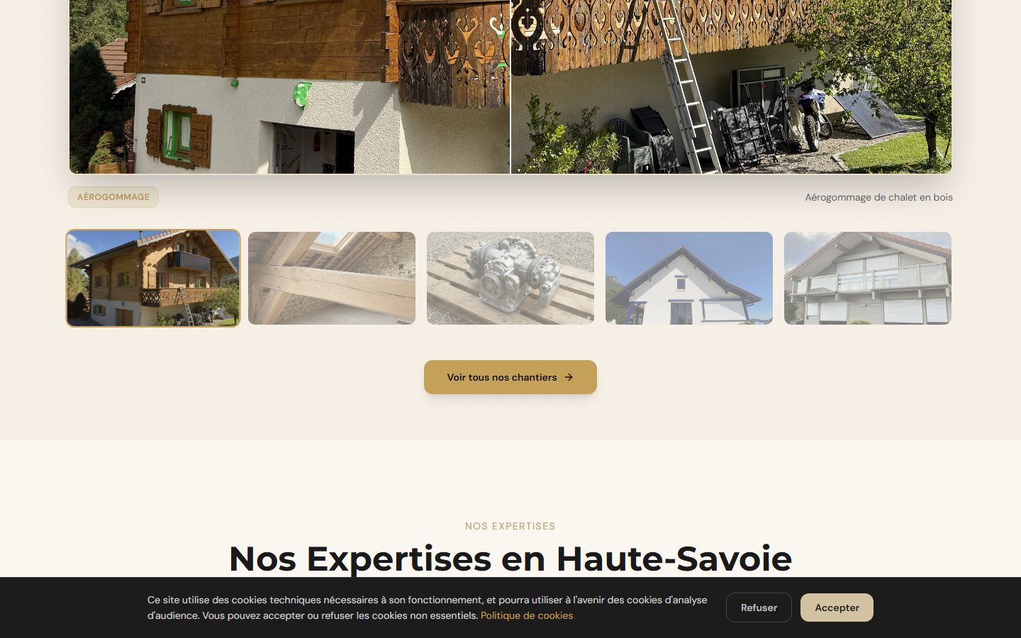 Site DT Habitat en production, aérogommage et traitement du bois