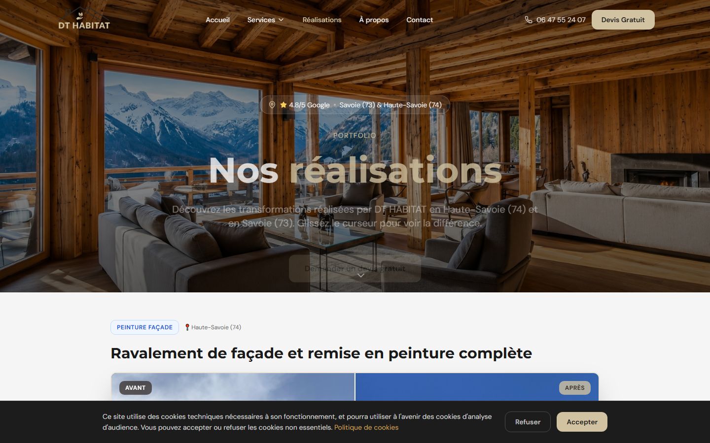 Page Réalisations du site DT Habitat