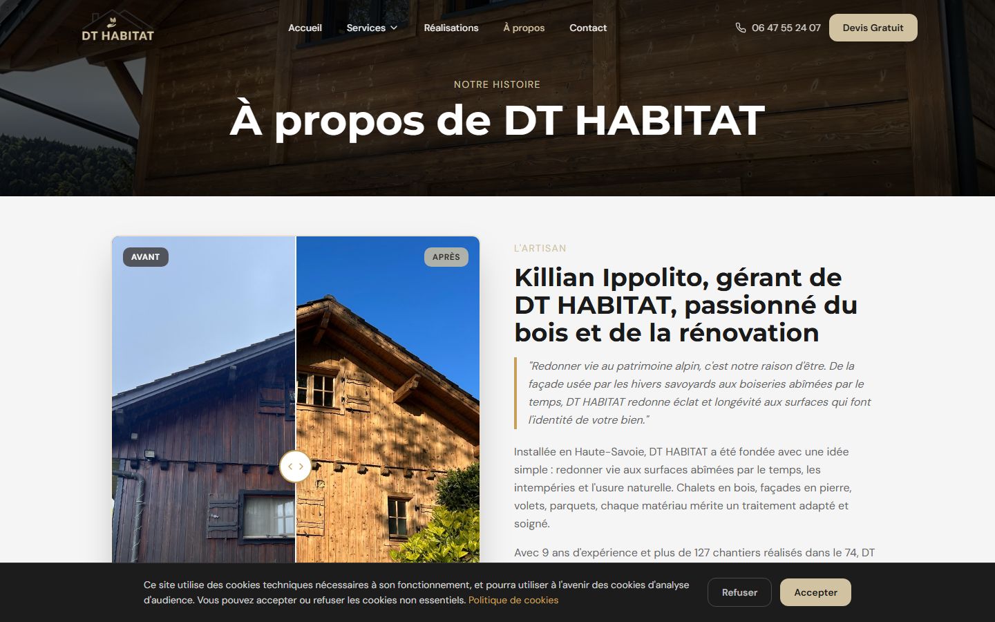 Page À propos du site DT Habitat