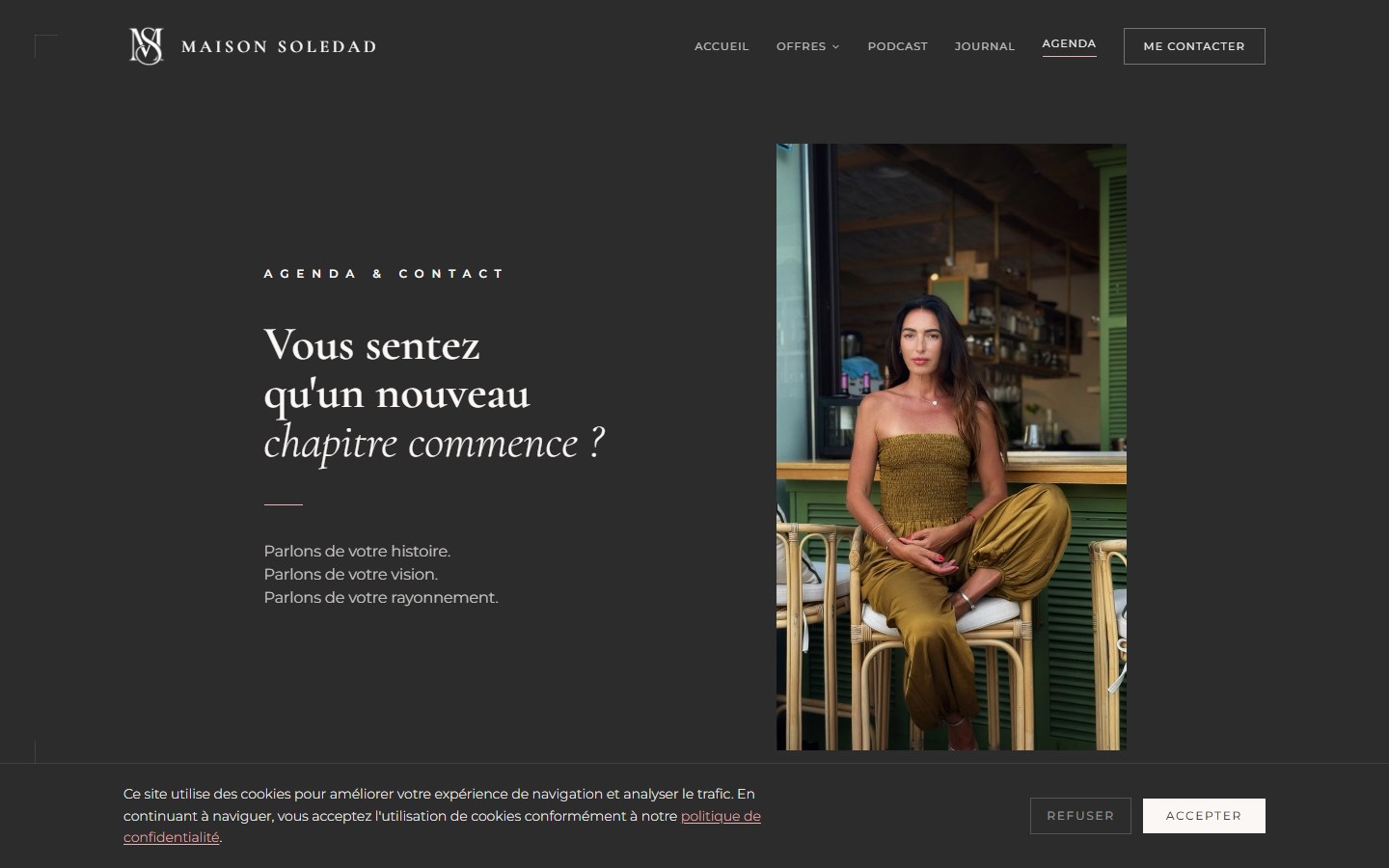 Page contact et formulaire du site Maison Soledad