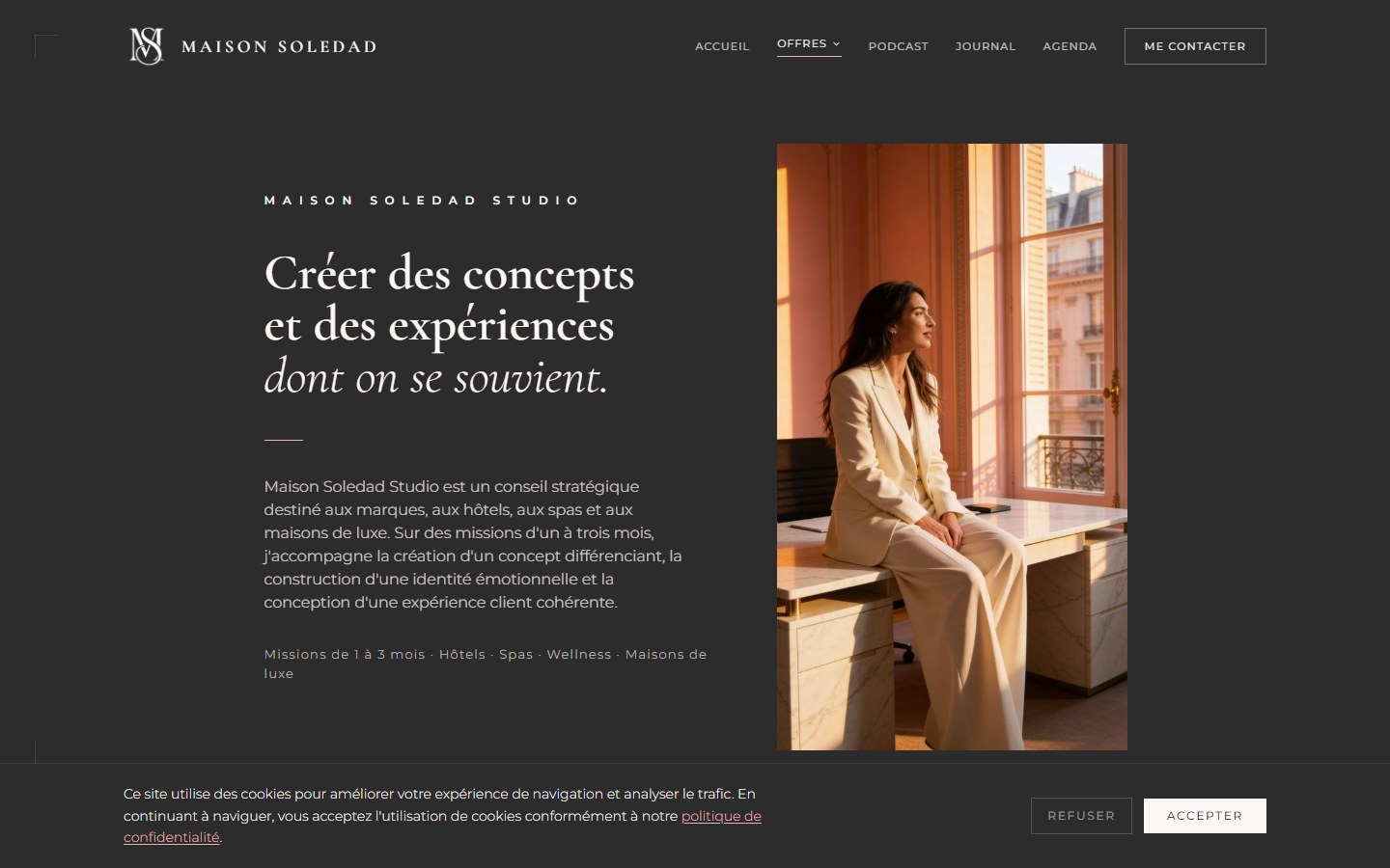 Page Maison Soledad Studio, stratégie de marque et hôtellerie de luxe