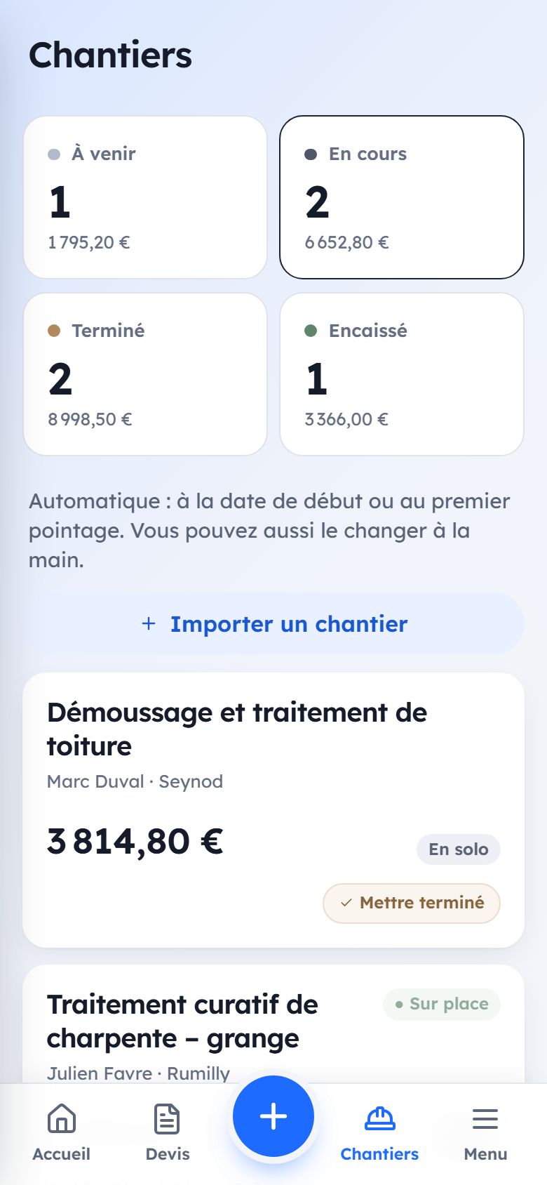 Logiciel VulbisPro : les chantiers par étape